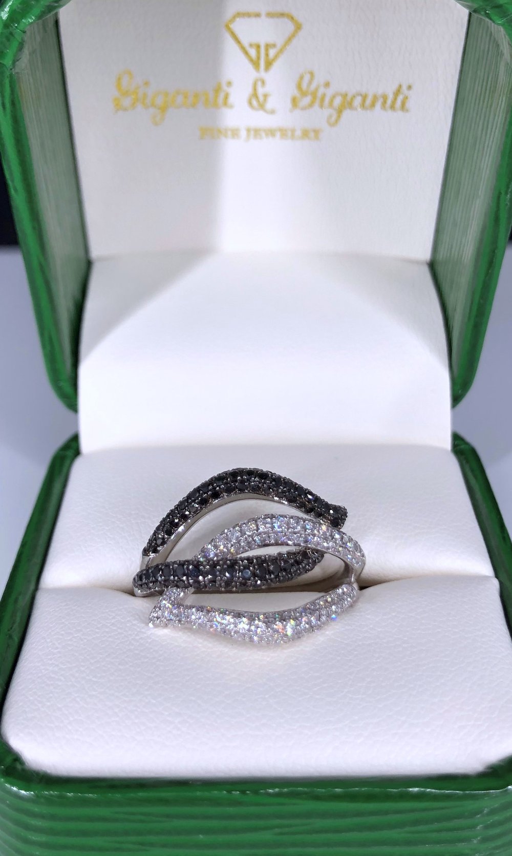 Black and White Diamond Ring 14k White Gold 1.15ctw Finger Size 6.25