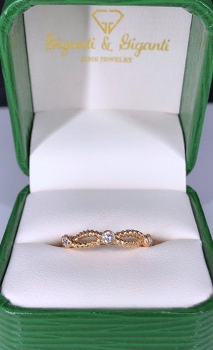 Rose Gold Twisted Rope Diamond Ring 18k 0.20ct Finger Size 6.5